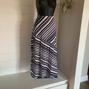 High Waisted Striped Maxi Skirt